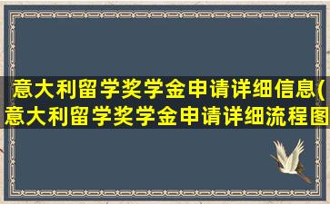 意大利留学奖学金申请详细信息(意大利留学奖学金申请详细流程图)