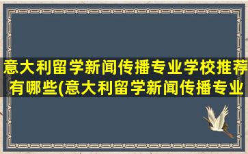 意大利留学新闻传播专业学校推荐有哪些(意大利留学新闻传播专业学校推荐哪些)