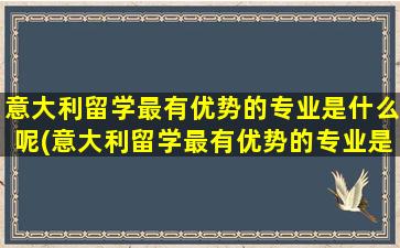 意大利留学最有优势的专业是什么呢(意大利留学最有优势的专业是什么学校)