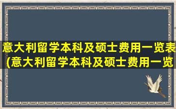 意大利留学本科及硕士费用一览表(意大利留学本科及硕士费用一览表)