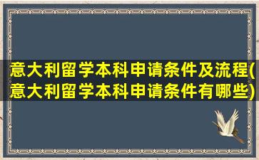 意大利留学本科申请条件及流程(意大利留学本科申请条件有哪些)