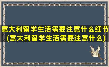 意大利留学生活需要注意什么细节(意大利留学生活需要注意什么)