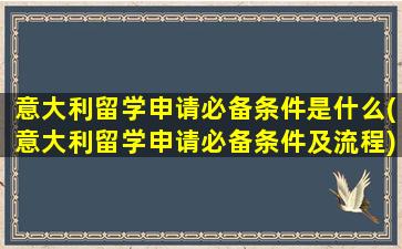 意大利留学申请必备条件是什么(意大利留学申请必备条件及流程)