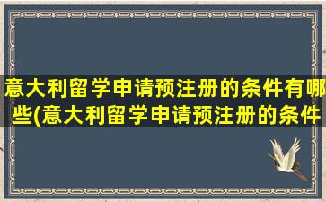 意大利留学申请预注册的条件有哪些(意大利留学申请预注册的条件是)