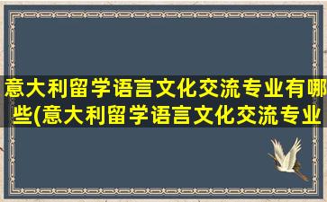 意大利留学语言文化交流专业有哪些(意大利留学语言文化交流专业排名)