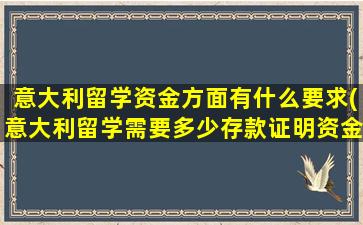 意大利留学资金方面有什么要求(意大利留学需要多少存款证明资金)