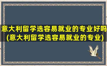 意大利留学选容易就业的专业好吗(意大利留学选容易就业的专业)