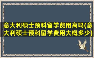 意大利硕士预科留学费用高吗(意大利硕士预科留学费用大概多少)