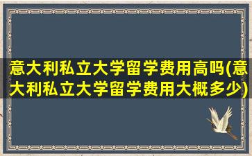 意大利私立大学留学费用高吗(意大利私立大学留学费用大概多少)