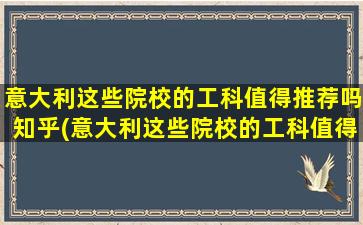 意大利这些院校的工科值得推荐吗知乎(意大利这些院校的工科值得推荐嘛)