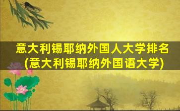 意大利锡耶纳外国人大学排名(意大利锡耶纳外国语大学)