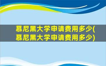 慕尼黑大学申请费用多少(慕尼黑大学申请费用多少)