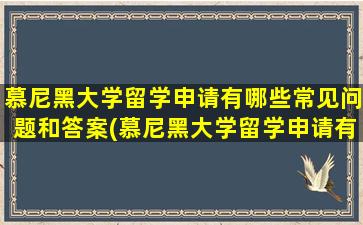 慕尼黑大学留学申请有哪些常见问题和答案(慕尼黑大学留学申请有哪些常见问题及答案)