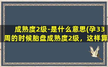 成熟度2级-是什么意思(孕33周的时候胎盘成熟度2级，这样算不算正常)