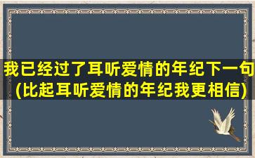 我已经过了耳听爱情的年纪下一句(比起耳听爱情的年纪我更相信)