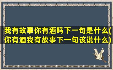 我有故事你有酒吗下一句是什么(你有酒我有故事下一句该说什么)