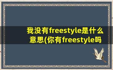 我没有freestyle是什么意思(你有freestyle吗怎么回复)