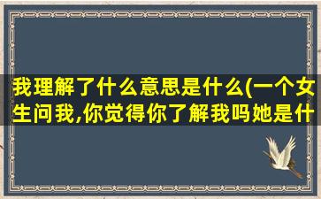 我理解了什么意思是什么(一个女生问我,你觉得你了解我吗她是什么意思)