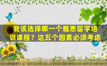 我该选择哪一个雅思留学培训课程？这五个因素必须考虑