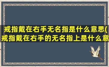 戒指戴在右手无名指是什么意思(戒指戴在右手的无名指上是什么意思)