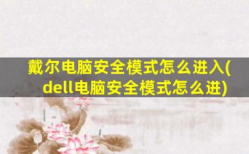 戴尔电脑安全模式怎么进入(dell电脑安全模式怎么进)