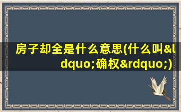 房子却全是什么意思(什么叫“确权”)