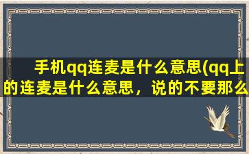 手机qq连麦是什么意思(qq上的连麦是什么意思，说的不要那么复杂，不要复制粘贴)