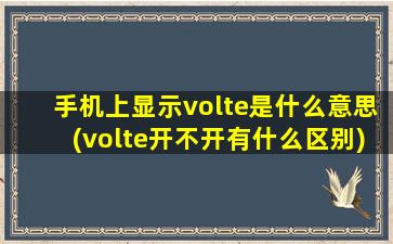 手机上显示volte是什么意思(volte开不开有什么区别)