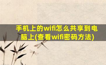 手机上的wifi怎么共享到电脑上(查看wifi密码方法)