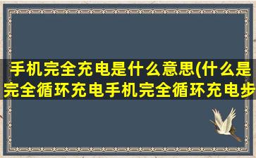 手机完全充电是什么意思(什么是完全循环充电手机完全循环充电步骤)