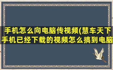 手机怎么向电脑传视频(慧车天下手机已经下载的视频怎么搞到电脑上)