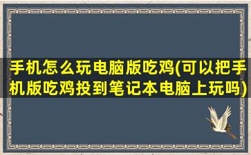 手机怎么玩电脑版吃鸡(可以把手机版吃鸡投到笔记本电脑上玩吗)