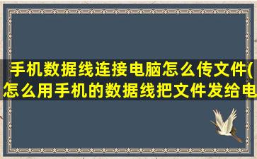 手机数据线连接电脑怎么传文件(怎么用手机的数据线把文件发给电脑)