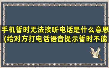 手机暂时无法接听电话是什么意思(给对方打电话语音提示暂时不能接听您的电话是什么意思)