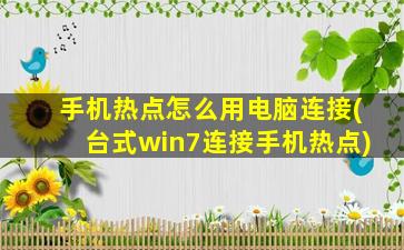 手机热点怎么用电脑连接(台式win7连接手机热点)