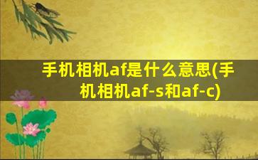 手机相机af是什么意思(手机相机af-s和af-c)