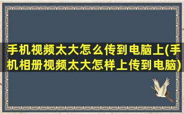 手机视频太大怎么传到电脑上(手机相册视频太大怎样上传到电脑)