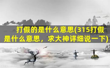 打假的是什么意思(315打假是什么意思，求大神详细说一下)