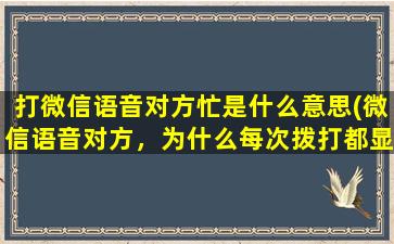 打微信语音对方忙是什么意思(微信语音对方，为什么每次拨打都显示对方忙线中)