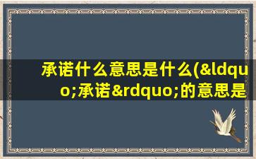 承诺什么意思是什么(“承诺”的意思是什么啊)