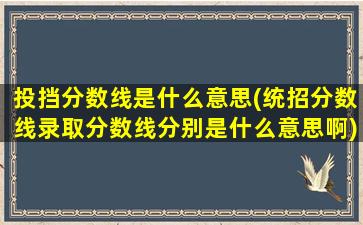 投挡分数线是什么意思(统招分数线录取分数线分别是什么意思啊)