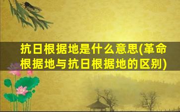 抗日根据地是什么意思(革命根据地与抗日根据地的区别)