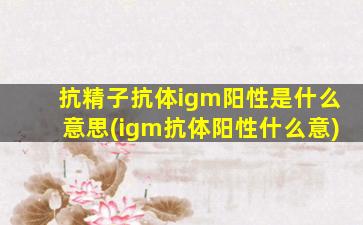 抗精子抗体igm阳性是什么意思(igm抗体阳性什么意)