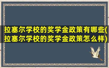 拉塞尔学校的奖学金政策有哪些(拉塞尔学校的奖学金政策怎么样)