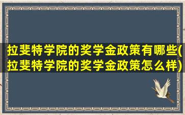 拉斐特学院的奖学金政策有哪些(拉斐特学院的奖学金政策怎么样)