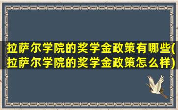 拉萨尔学院的奖学金政策有哪些(拉萨尔学院的奖学金政策怎么样)