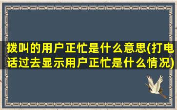 拨叫的用户正忙是什么意思(打电话过去显示用户正忙是什么情况)