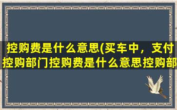 控购费是什么意思(买车中，支付控购部门控购费是什么意思控购部门指的是哪什么作用)