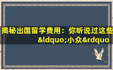 揭秘出国留学费用：你听说过这些“小众”目的地性价比更高吗？