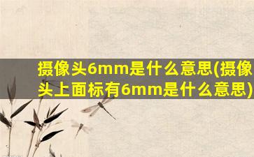 摄像头6mm是什么意思(摄像头上面标有6mm是什么意思)